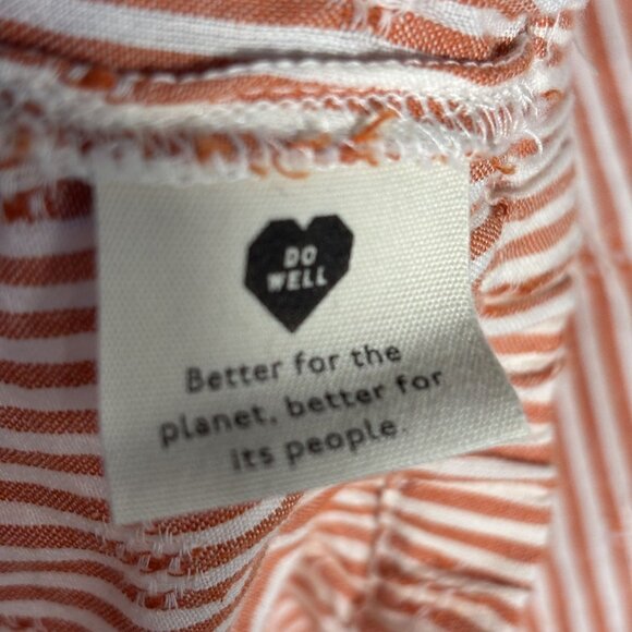 Striped Cotton Button-Up Puff Sleeve Blouse With Square Neckline Elasticized Det - Picture 11 of 12